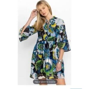 Johnny Was Jenn blue floral mini dress